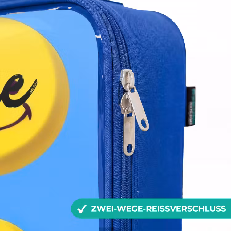 Kinderkoffer Blau mit Name - Fröhlicher Smiley-Regen — 5