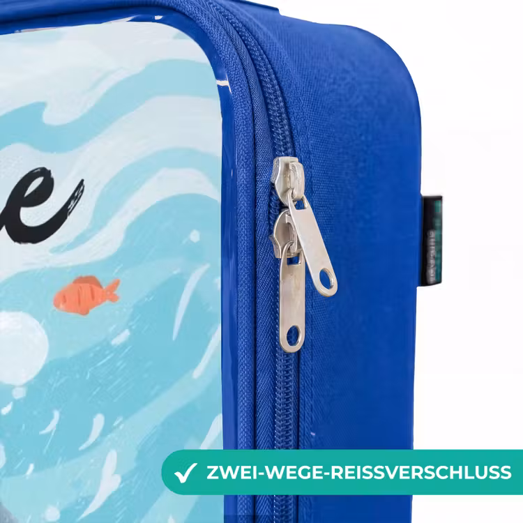 Kinderkoffer Blau mit Name - Hai - Wasser - Meer — 5