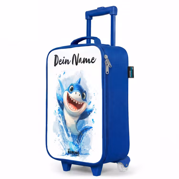Kinderkoffer Blau mit Name - Hai - Zähne - Wasser — 8