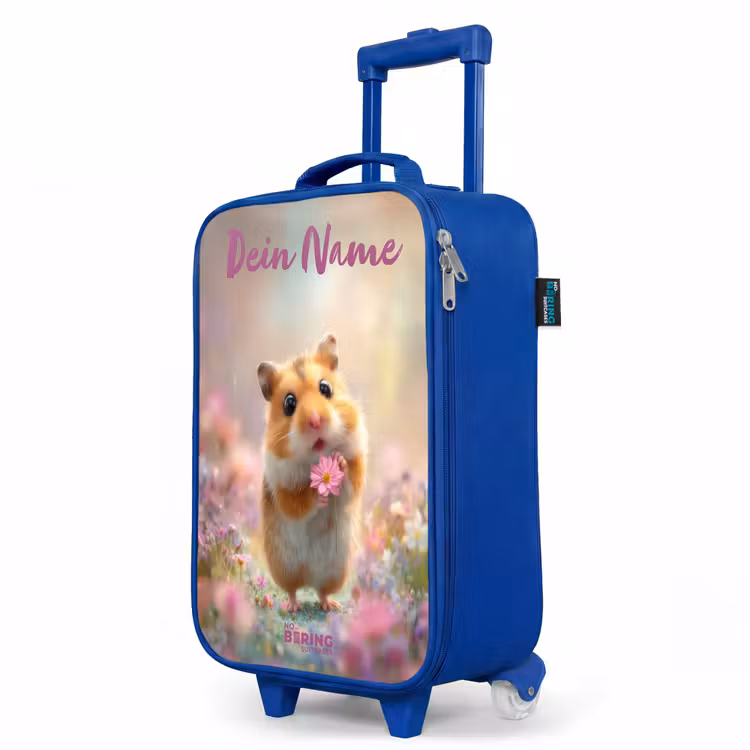 Kinderkoffer Blau mit Name - Hamster - Blume - Natur - Tier — 8