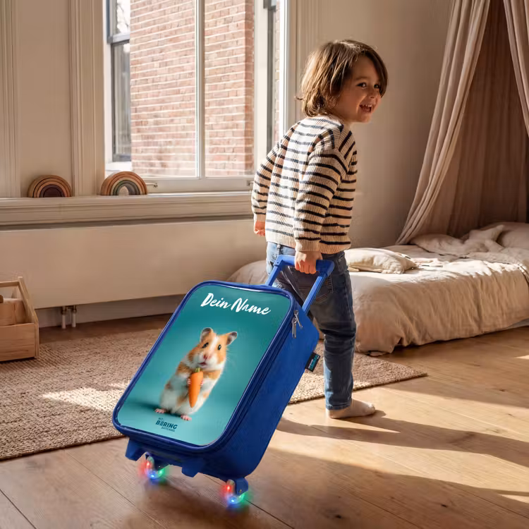 Kinderkoffer Blau mit Name - Hamster - Karotte - Tier — 2