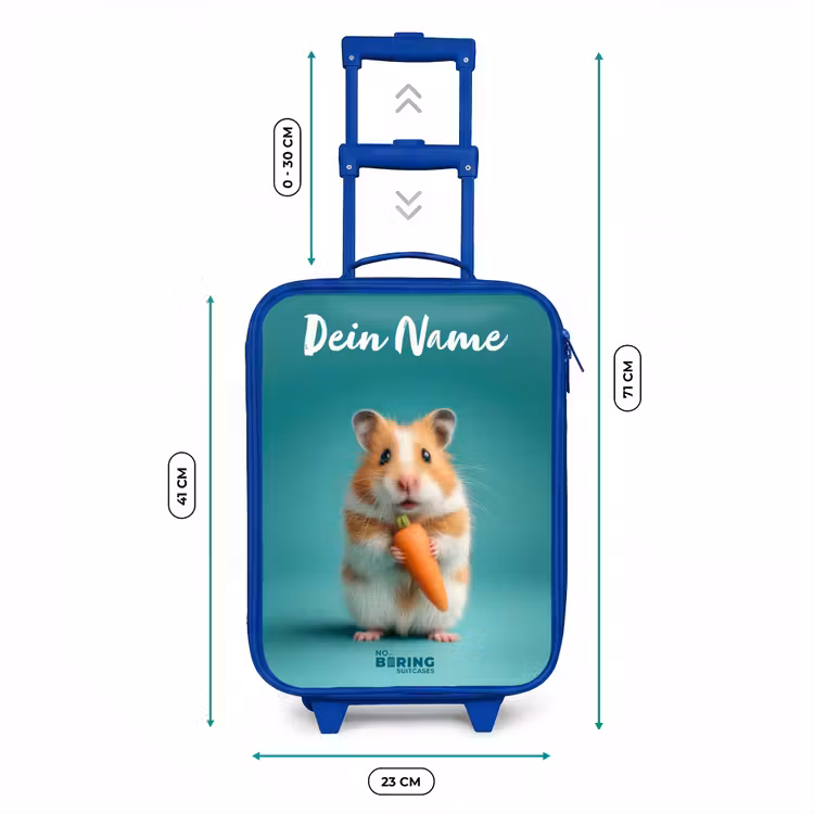 Kinderkoffer Blau mit Name - Hamster - Karotte - Tier — 7