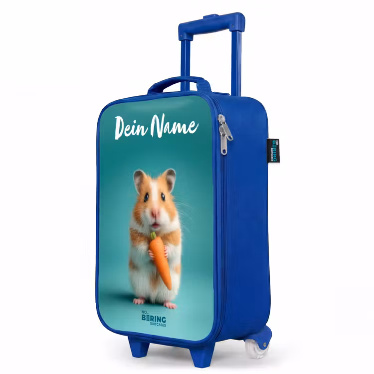 Kinderkoffer Blau mit Name - Hamster - Karotte - Tier — 8