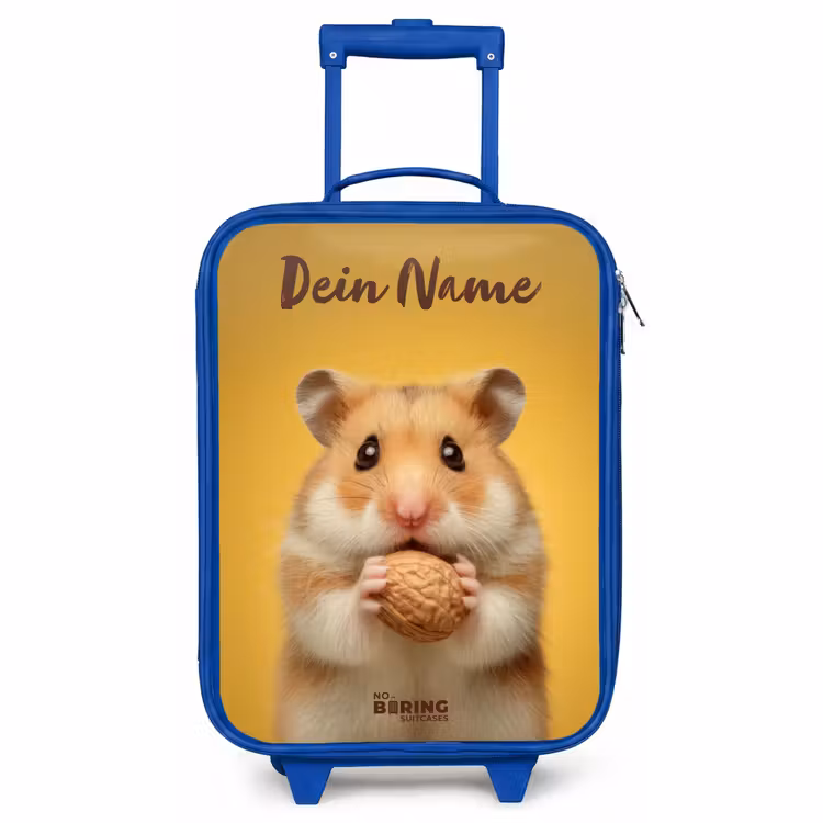 Kinderkoffer Blau mit Name - Hamster - Walnuss - Tier — 1
