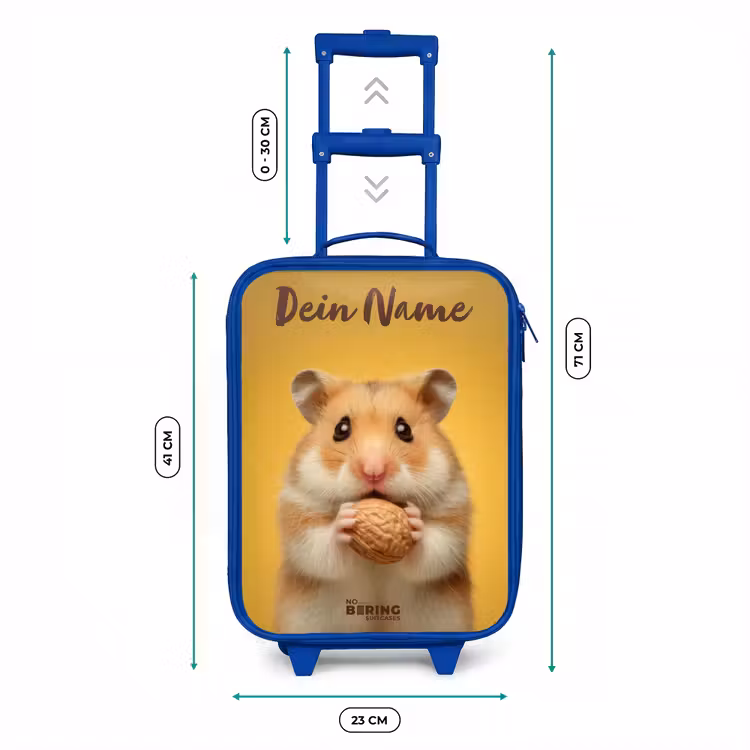 Kinderkoffer Blau mit Name - Hamster - Walnuss - Tier — 7