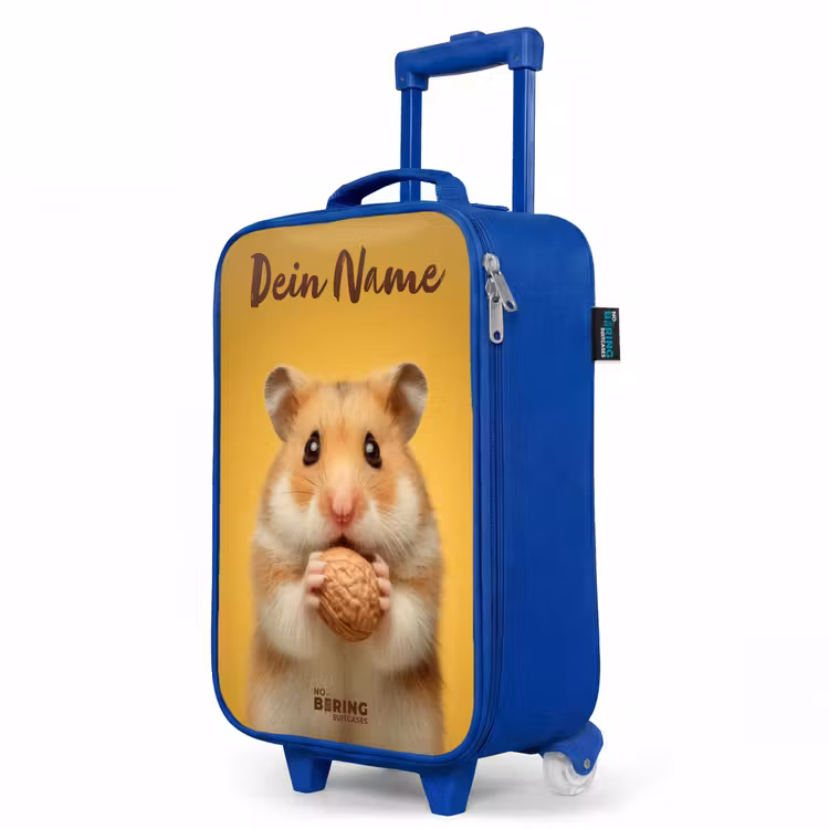 Kinderkoffer Blau mit Name - Hamster - Walnuss - Tier — 8