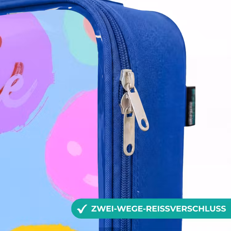Kinderkoffer Blau mit Name - Heiteres Muster von Smileys — 5