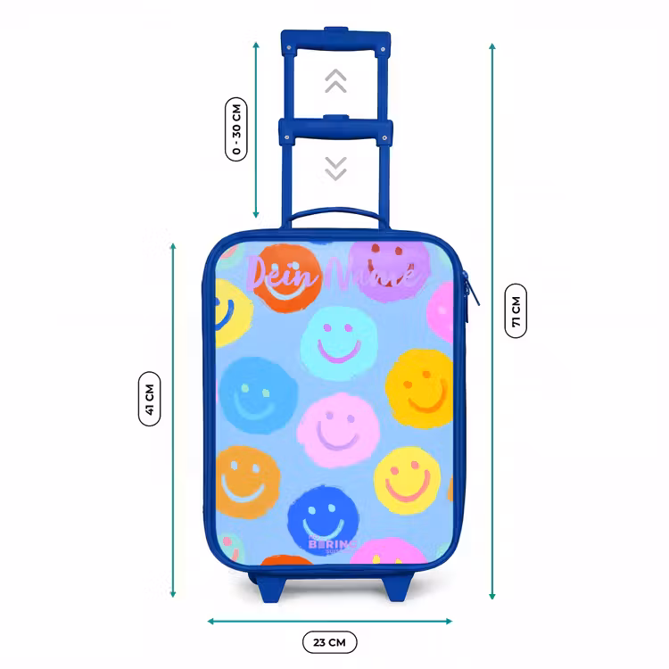 Kinderkoffer Blau mit Name - Heiteres Muster von Smileys — 7