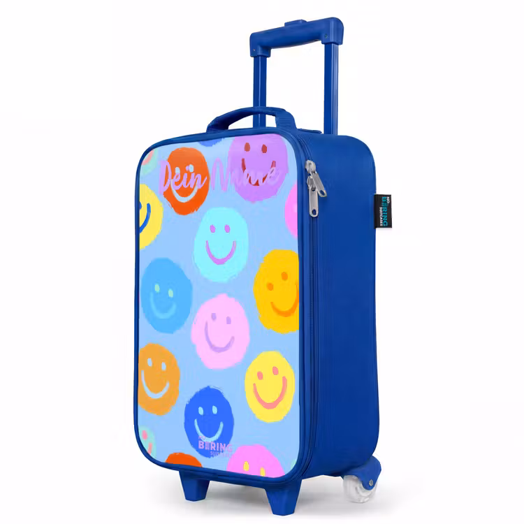 Kinderkoffer Blau mit Name - Heiteres Muster von Smileys — 8