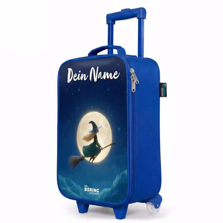 Kinderkoffer Blau mit Name - Hexe im Mondscheinflug — 8