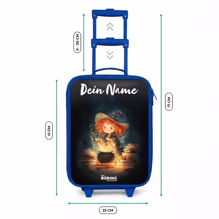 Kinderkoffer Blau mit Name - Hexe mit funkelndem Trank — 7
