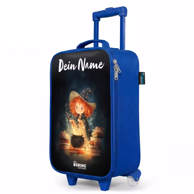 Kinderkoffer Blau mit Name - Hexe mit funkelndem Trank — 8