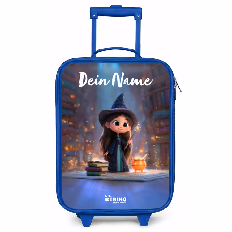 Kinderkoffer Blau mit Name - Kleine Zauberin in der Bibliothek — 1