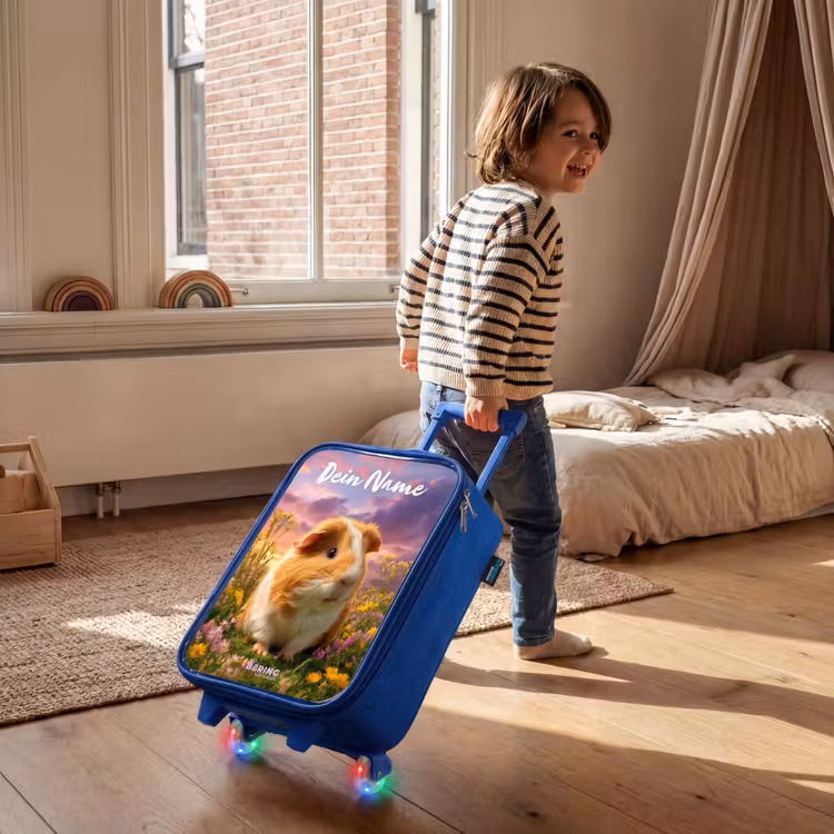 Kinderkoffer Blau mit Name - Meerschweinchen - Natur - Tier — 2