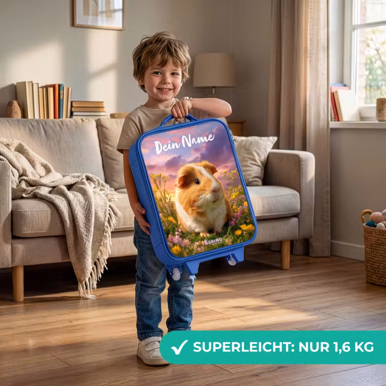Kinderkoffer Blau mit Name - Meerschweinchen - Natur - Tier — 3