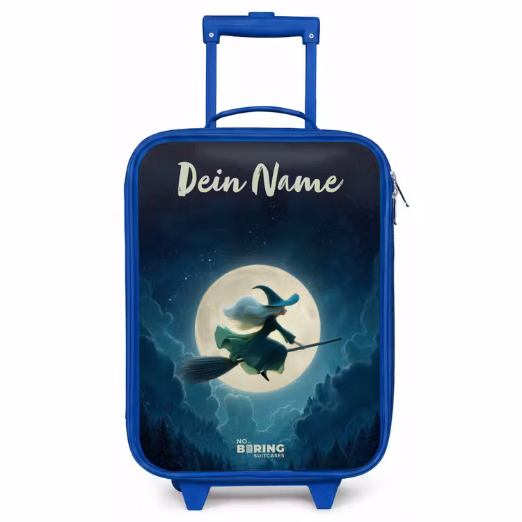 Kinderkoffer Blau mit Name - Nachtflug über den Wald — 1