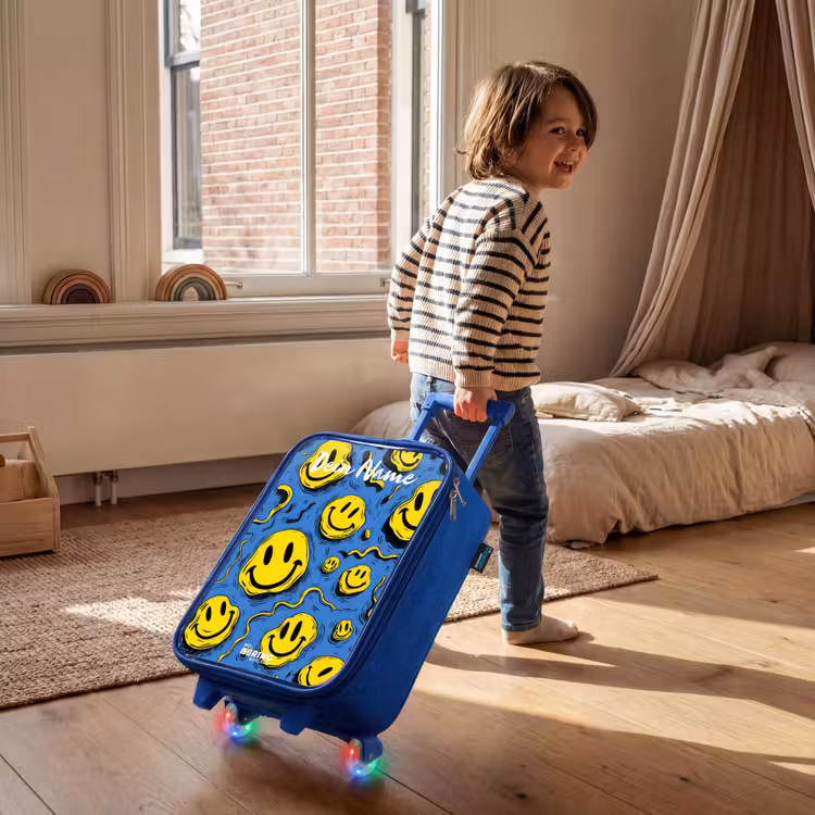 Kinderkoffer Blau mit Name - Smiley - Blau - Gelb — 2