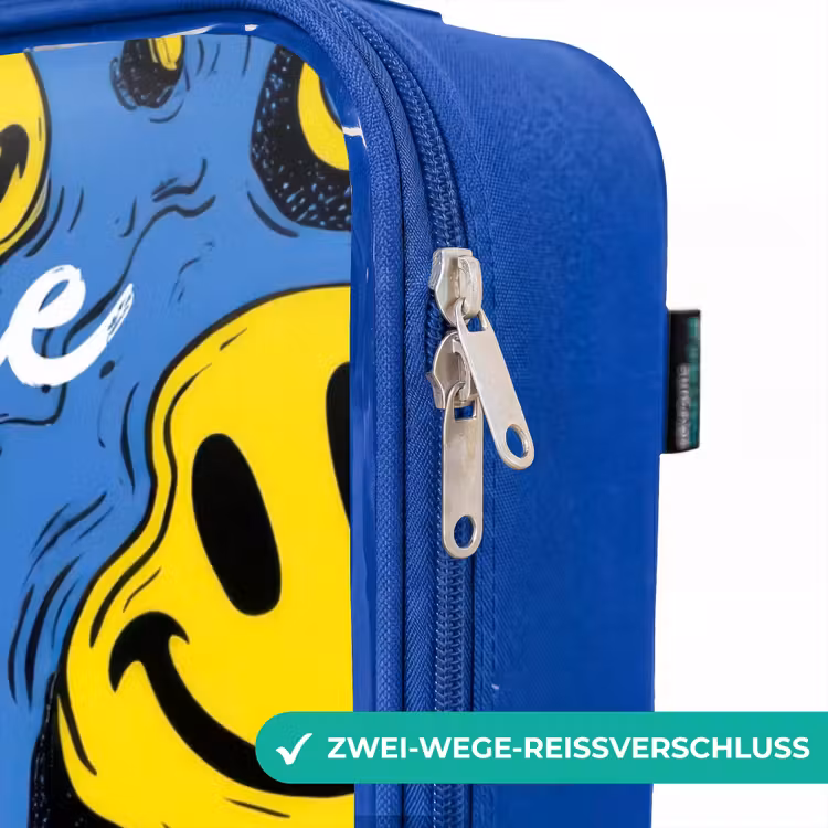 Kinderkoffer Blau mit Name - Smiley - Blau - Gelb — 5
