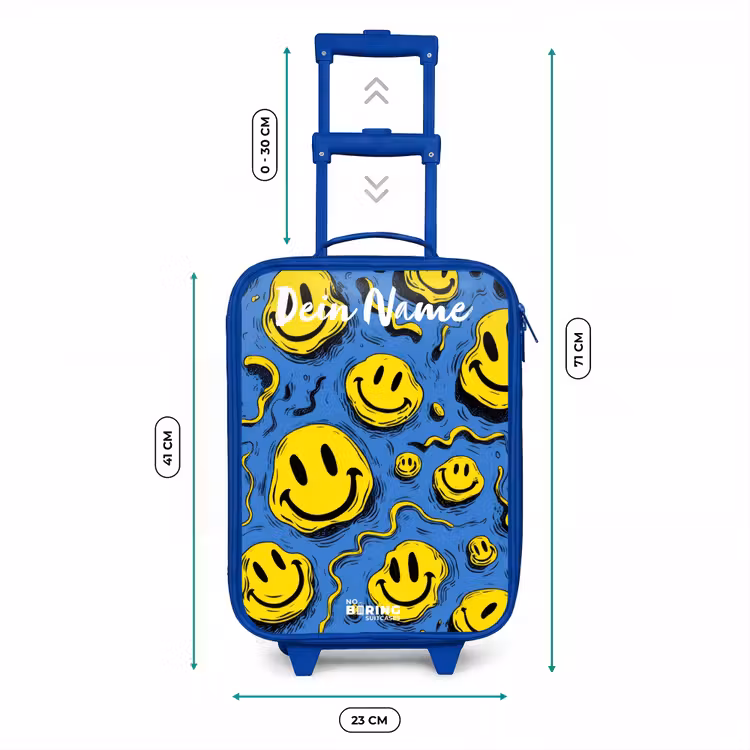 Kinderkoffer Blau mit Name - Smiley - Blau - Gelb — 7