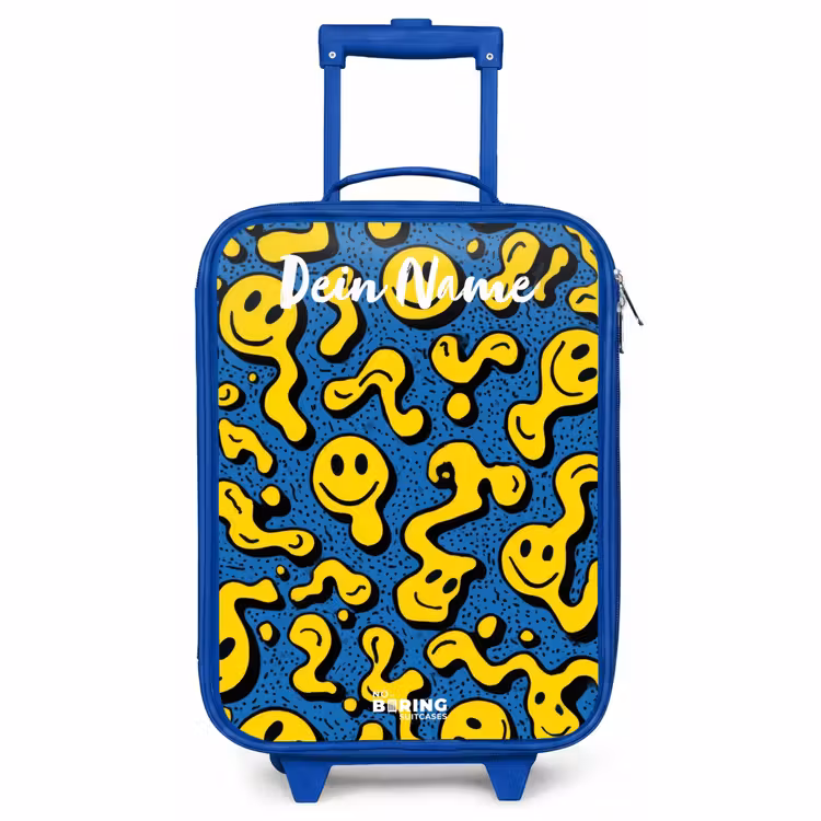 Kinderkoffer Blau mit Name - Smiley - Gelb - Blau — 1