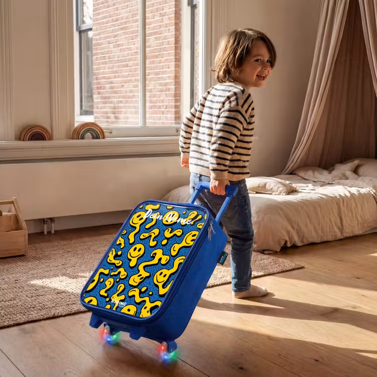 Kinderkoffer Blau mit Name - Smiley - Gelb - Blau — 2