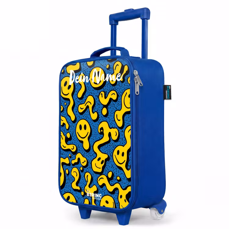 Kinderkoffer Blau mit Name - Smiley - Gelb - Blau — 8