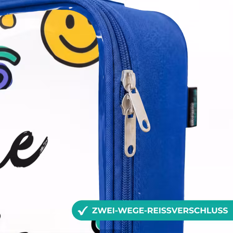 Kinderkoffer Blau mit Name - Smiley - Herz - Stern — 5