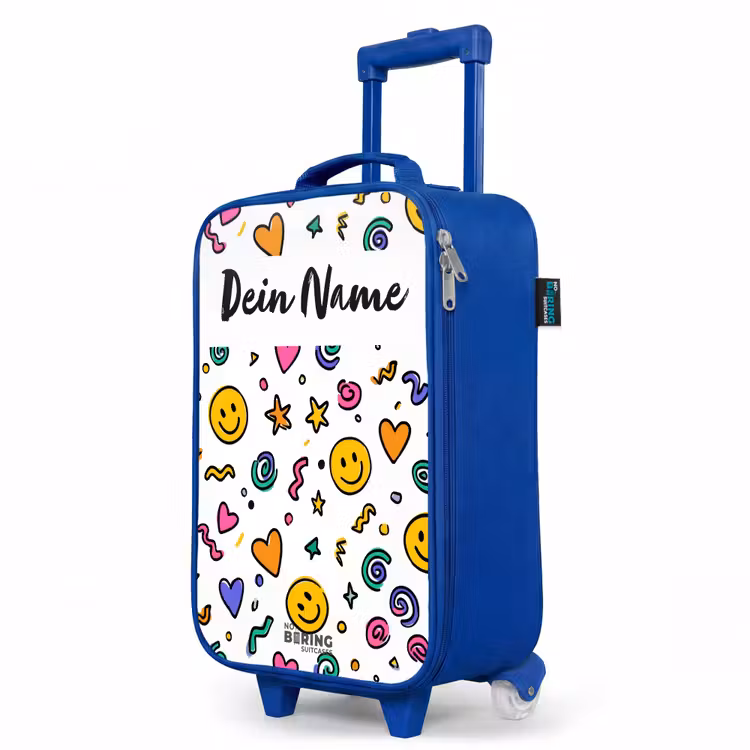 Kinderkoffer Blau mit Name - Smiley - Herz - Stern — 8