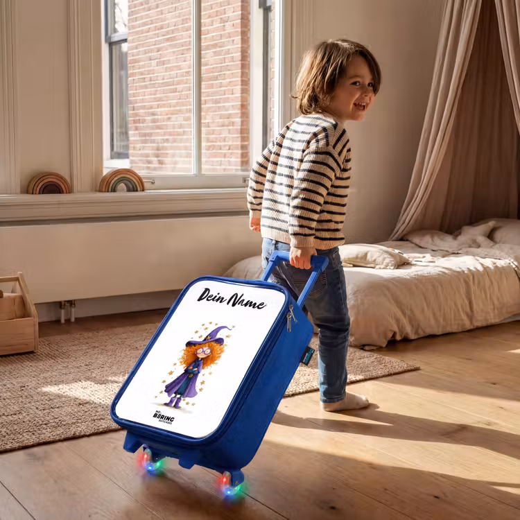 Kinderkoffer Blau mit Name - Sternenzauber mit Locken — 2