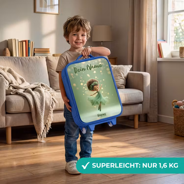 Kinderkoffer Blau mit Name - Tanzende Fee in grünem Licht — 3