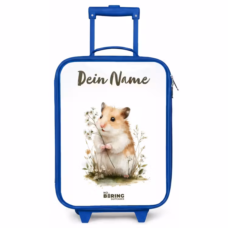 Kinderkoffer Blau mit Name - Tier - Natur - Hamster — 1
