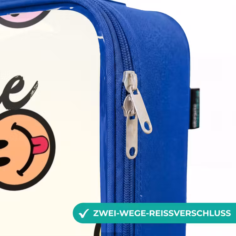 Kinderkoffer Blau mit Name - Verspielter Smiley-Mix — 5