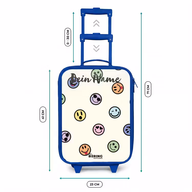 Kinderkoffer Blau mit Name - Verspielter Smiley-Mix — 7