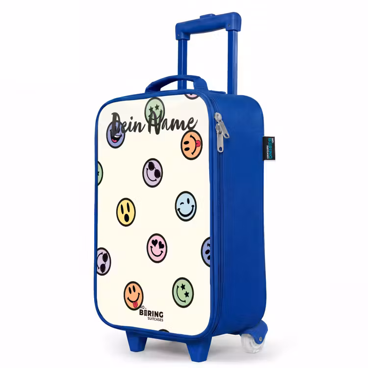 Kinderkoffer Blau mit Name - Verspielter Smiley-Mix — 8