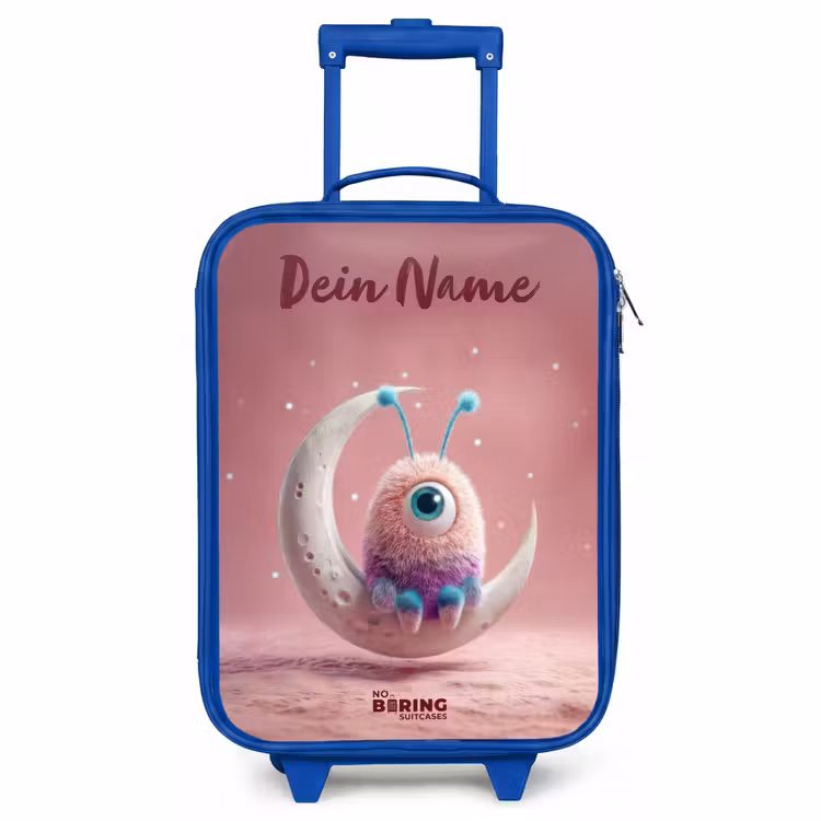 Kinderkoffer Blau mit Name - Mondwippe mit Fluffy Weasel — 1