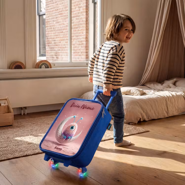 Kinderkoffer Blau mit Name - Mondwippe mit Fluffy Weasel — 2