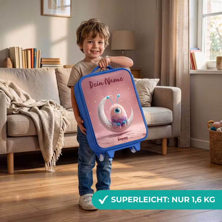 Kinderkoffer Blau mit Name - Mondwippe mit Fluffy Weasel — 3