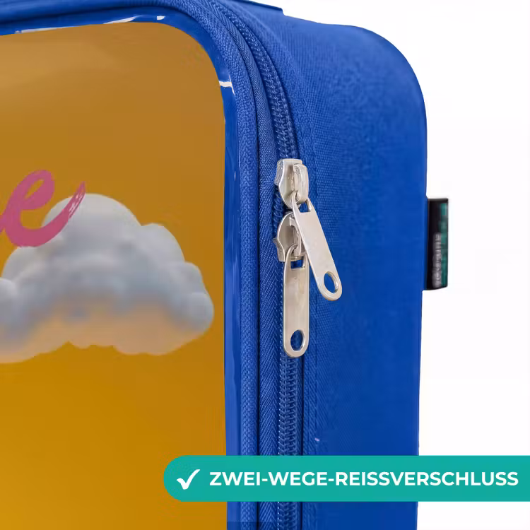 Kinderkoffer Blau mit Name - Süßigkeiten - Monster - Regenbogen — 5