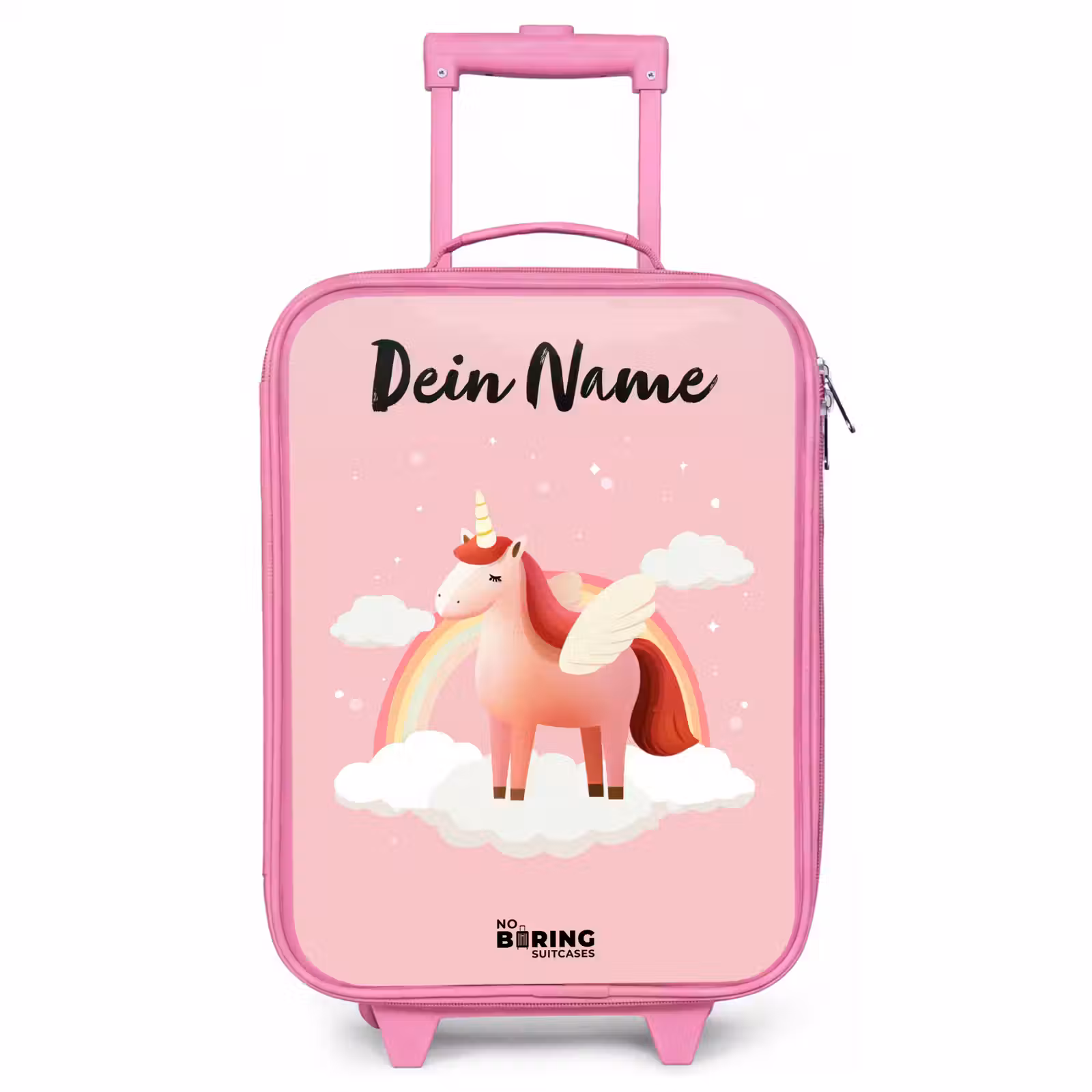 Kinderkoffer Rosa mit Name - Einhorn - Flügel - Rosa - Regenbogen — 1