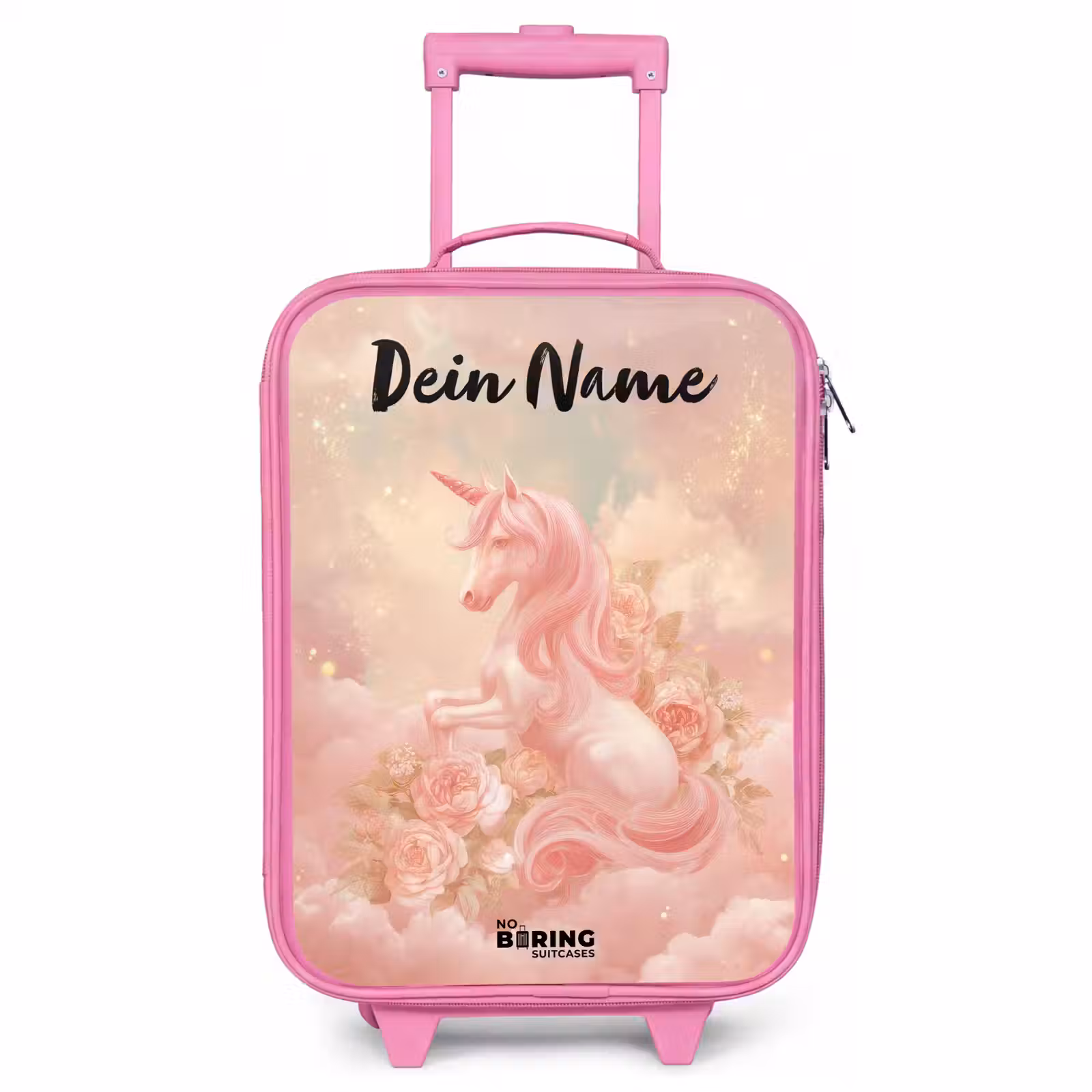 Kinderkoffer Rosa mit Name - Einhorn - Wolken - Rosa — 1