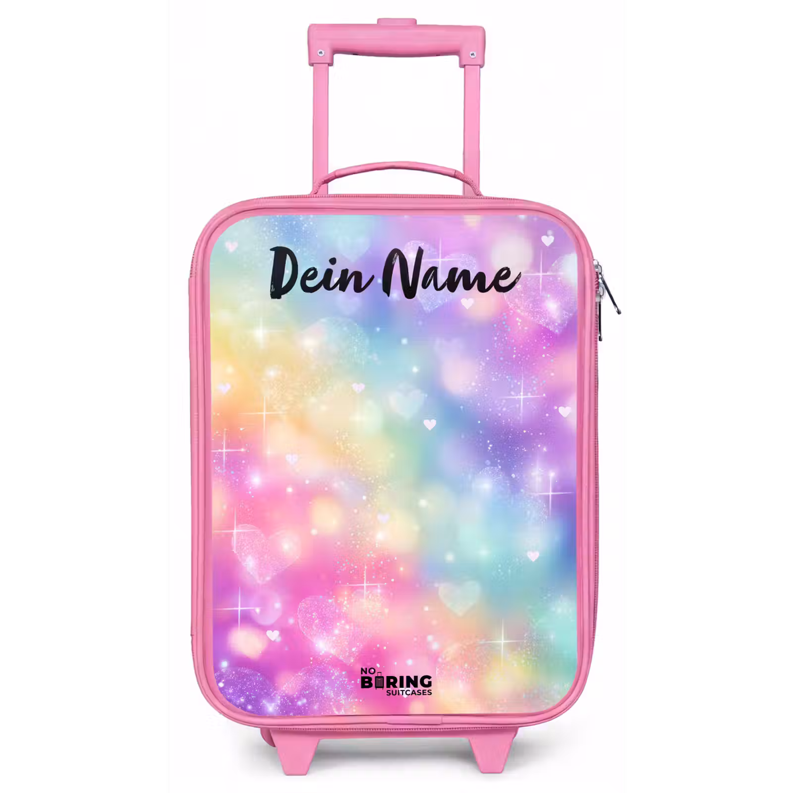 Kinderkoffer Rosa mit Name - Licht - Regenbogen - Herzen — 1