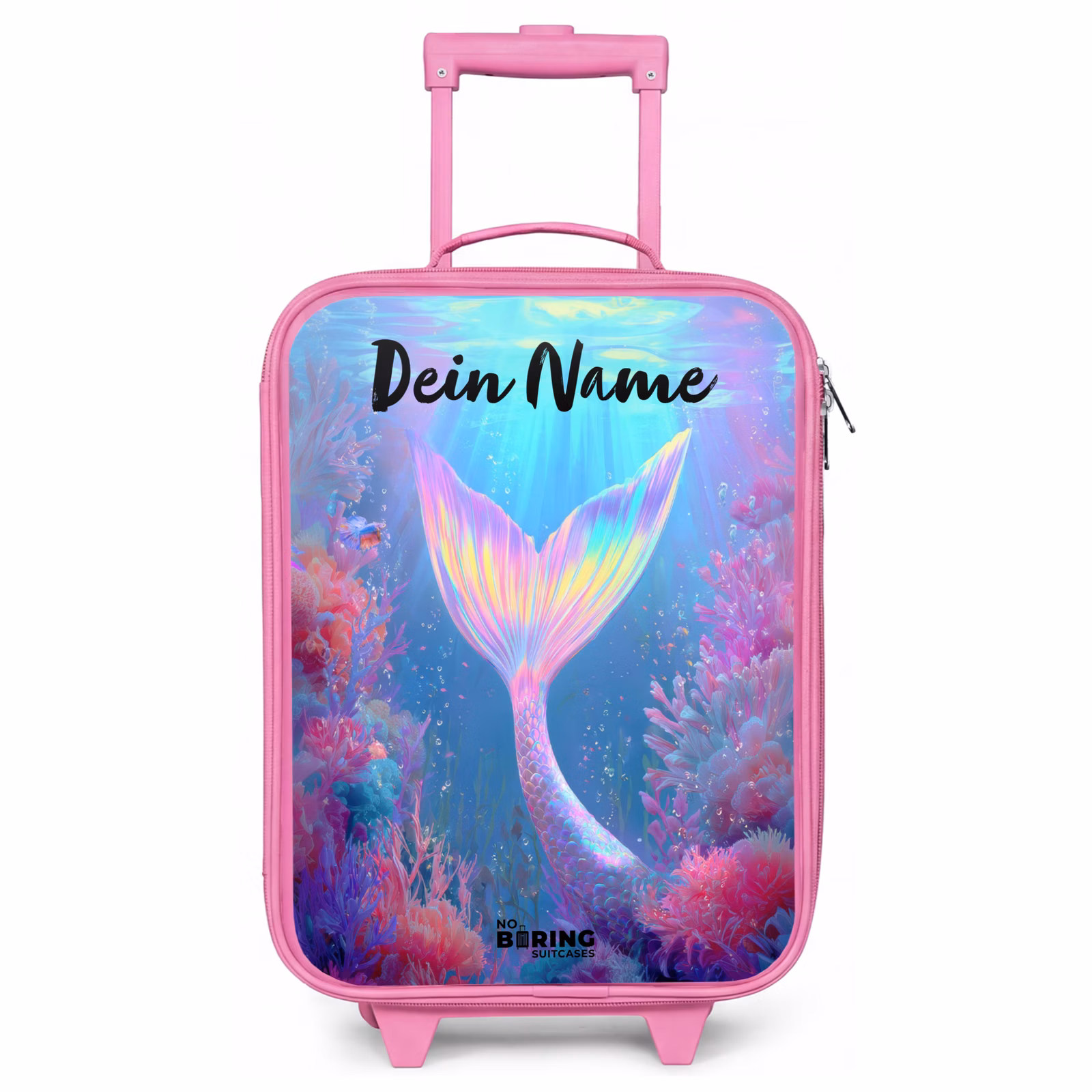 Kinderkoffer Rosa mit Name - Meerjungfrau - Koralle - Wasser — 1