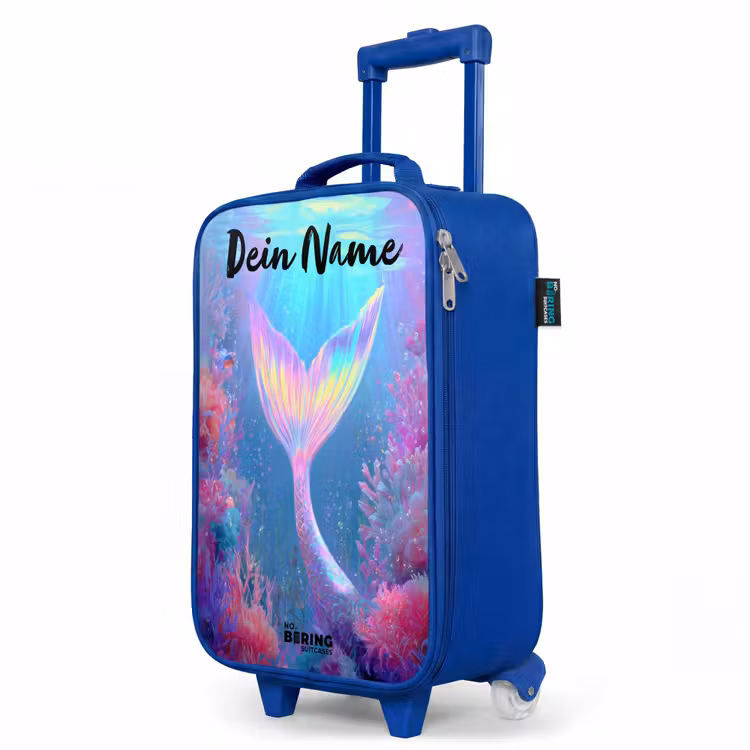 Kinderkoffer Blau mit Name - Meerjungfrau - Koralle - Wasser — 8