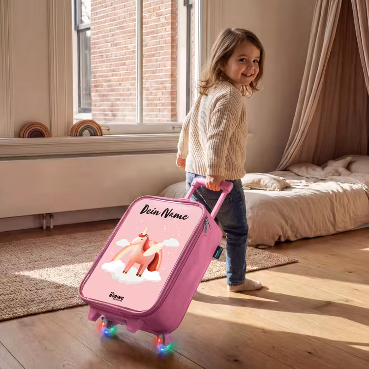 Kinderkoffer Rosa mit Name - Einhorn - Flügel - Rosa - Regenbogen — 2