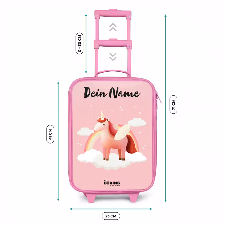 Kinderkoffer Rosa mit Name - Einhorn - Flügel - Rosa - Regenbogen — 7
