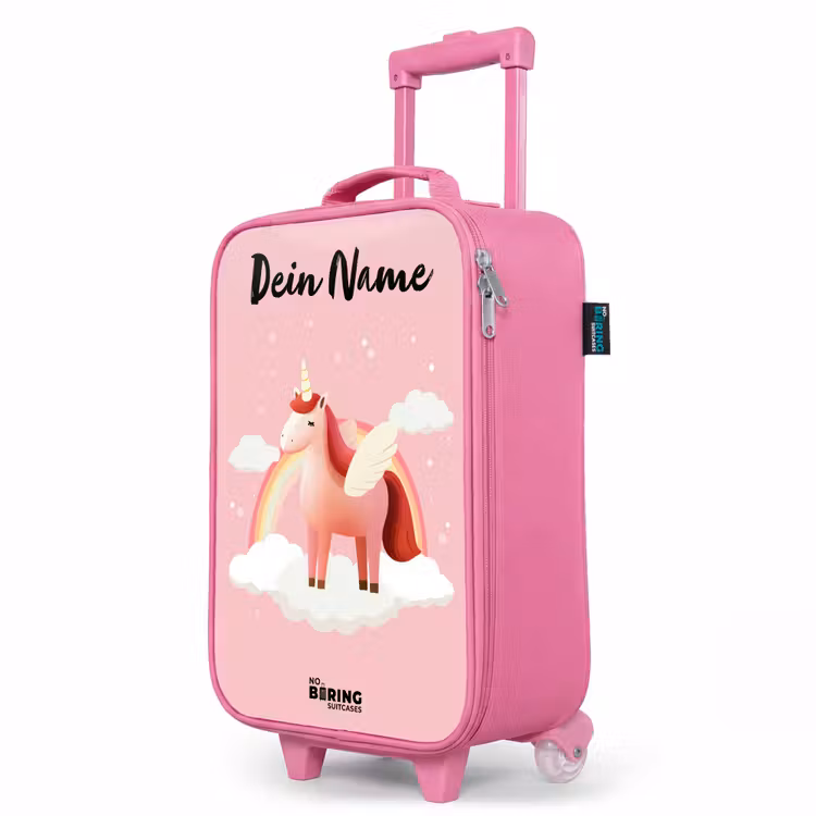 Kinderkoffer Rosa mit Name - Einhorn - Flügel - Rosa - Regenbogen — 8