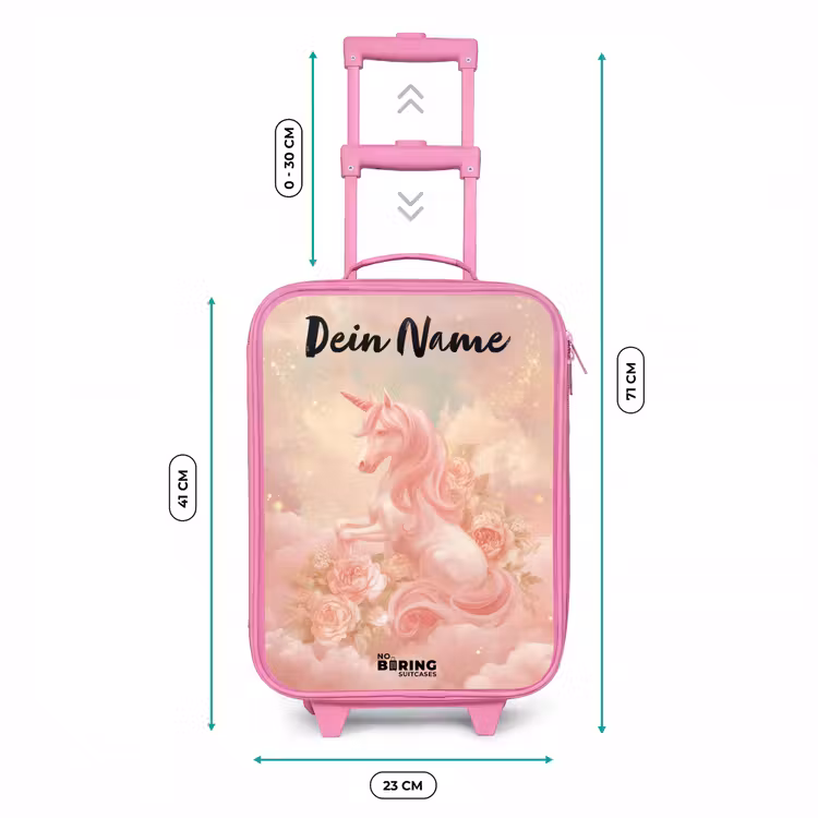 Kinderkoffer Rosa mit Name - Einhorn - Wolken - Rosa — 7