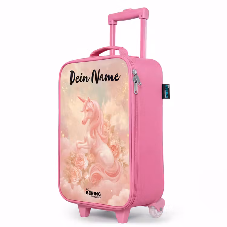 Kinderkoffer Rosa mit Name - Einhorn - Wolken - Rosa — 8