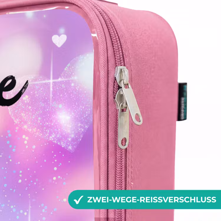 Kinderkoffer Rosa mit Name - Licht - Regenbogen - Herzen — 5