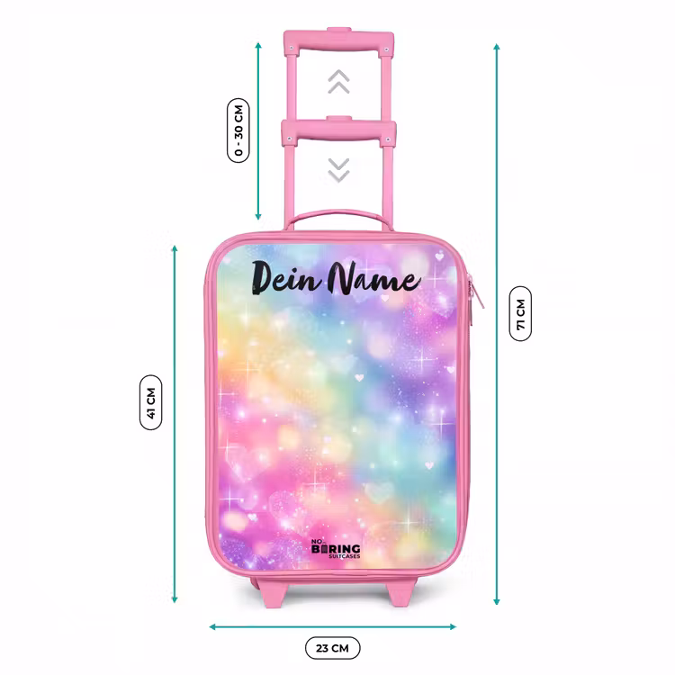 Kinderkoffer Rosa mit Name - Licht - Regenbogen - Herzen — 7